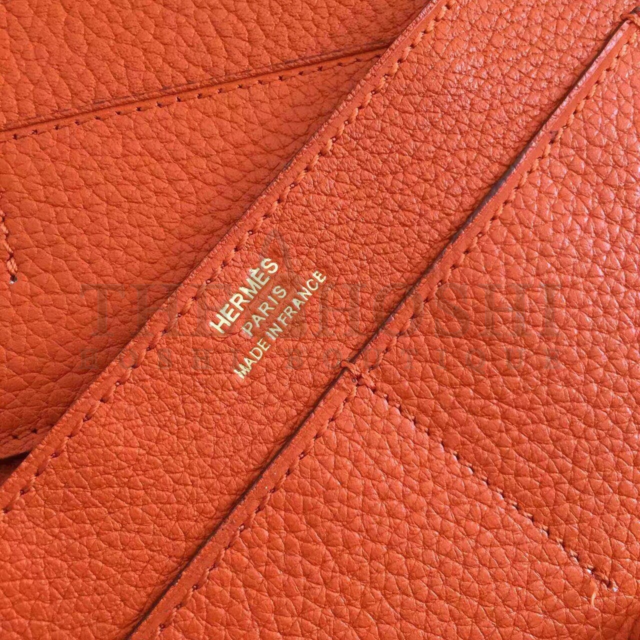 H**me5 Dogon Duo Wallet in Orange Clemence Leather Master Quality