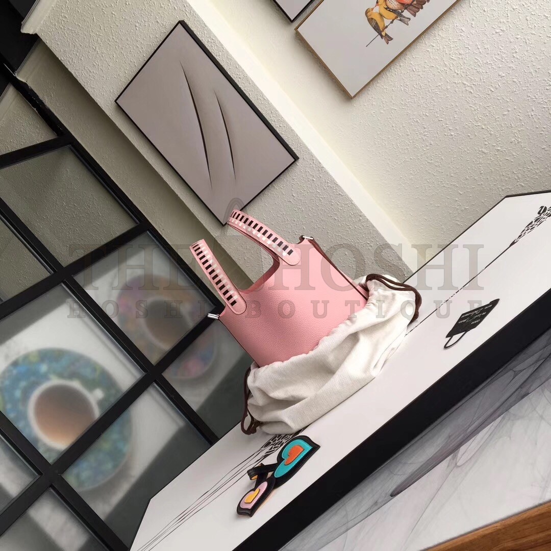 H**me5 Pink Picotin Lock 18cm Bag With Braided Handles Master Quality