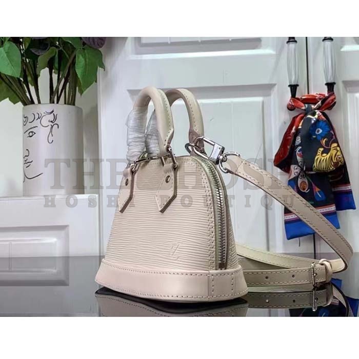 L0vis Vvtt0n LV Women Nano Alma Handbag Quartz White Epi Grained Cowhide Leather Master Quality