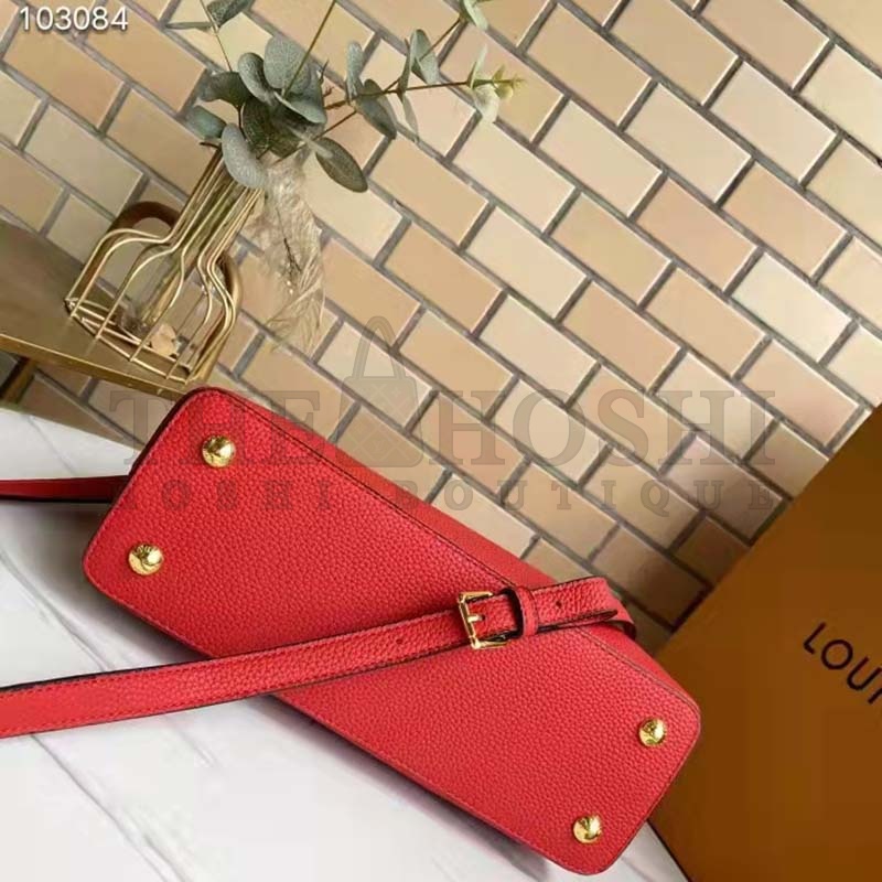 L0vis Vvtt0n LV Women Capucines MM Handbag Scarlet Red Taurillon Leather Master Quality