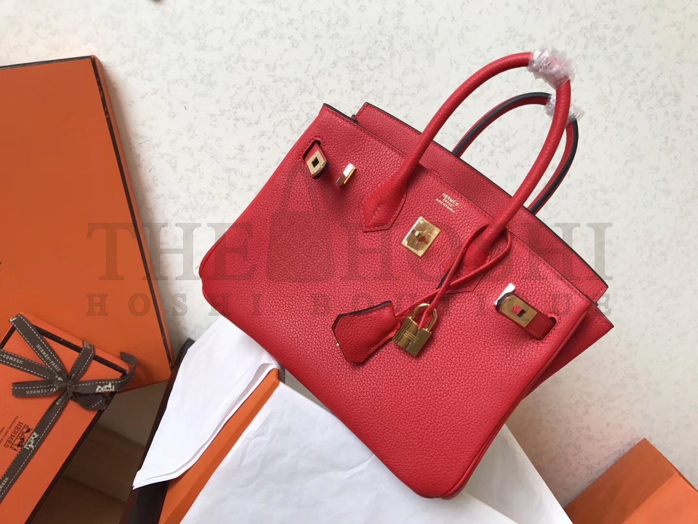 H**me5 Red Birkin 25cm Clemence Handmade Bag Master Quality