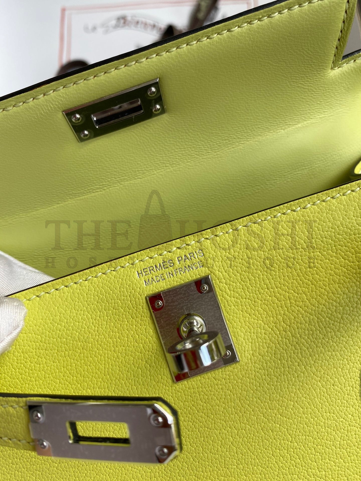 H**me5 Kelly Mini II Sellier Handmade Bag In Jaune Bourgeon Chevre Mysore Leather Master Quality