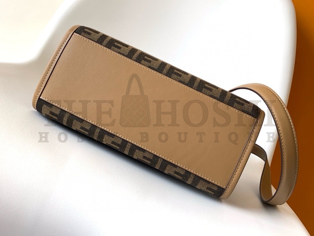 F**di Sunshine Small Tote Bag in Brown FF Jacquard Fabric Master Quality