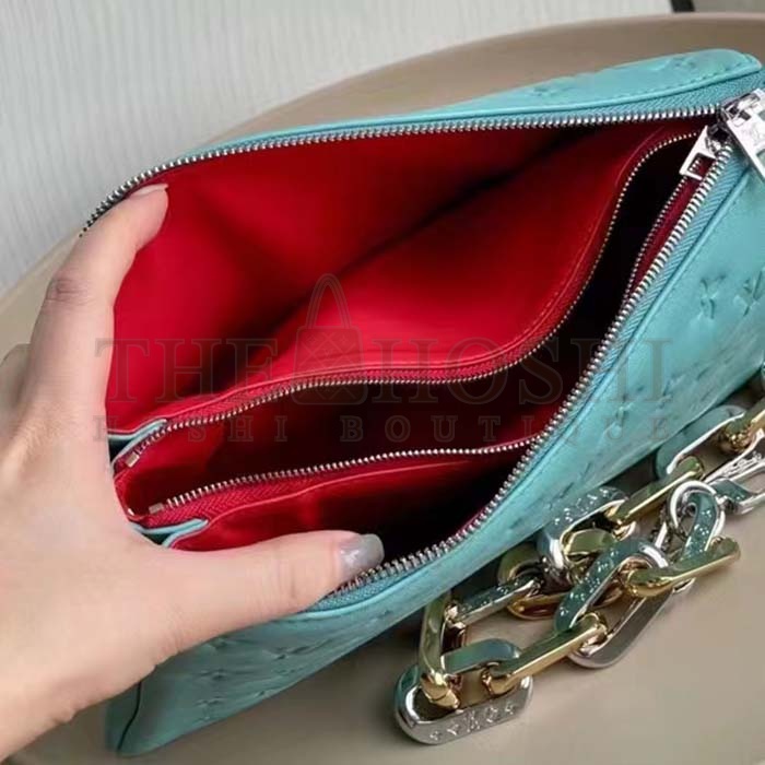 L0vis Vvtt0n LV Women Coussin PM Handbag Azure Blue Lambskin Calfskin Cowhide Leather Master Quality