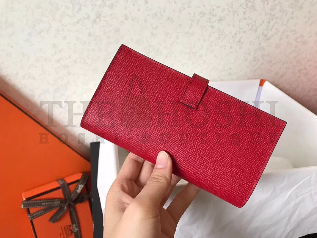 H**me5 Red Epsom Bearn Gusset Wallet Master Quality