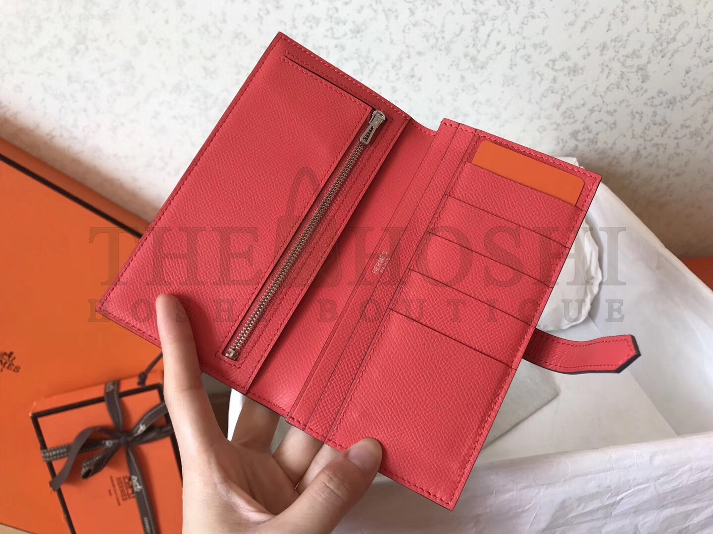 H**me5 Bi-Color Epsom Bearn Wallet Electric Blue/Piment Master Quality