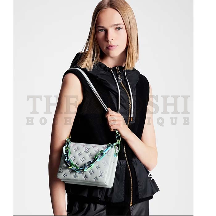 L0vis Vvtt0n LV SKI Women Coussin BB Handbag Gray Lambskin Calf-Leather Master Quality