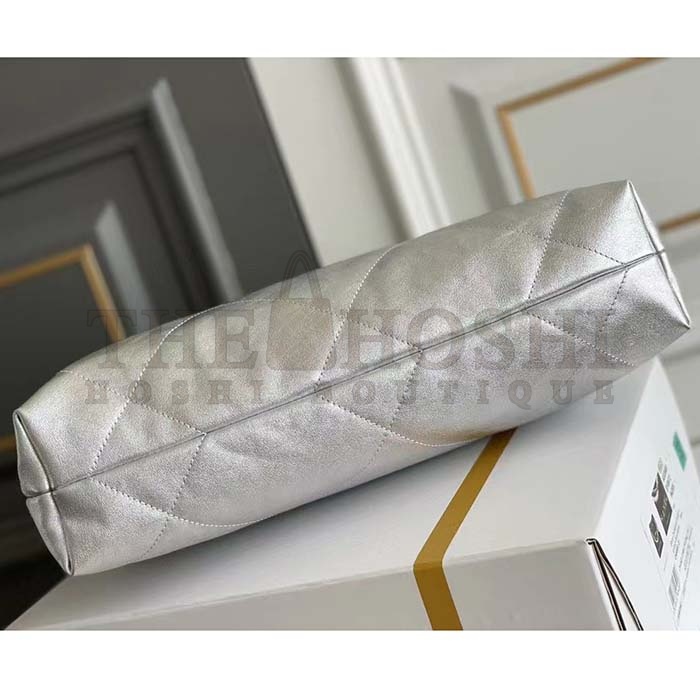 Ch**el Women CC 22 Handbag Metallic Calfskin Silver-Tone Metal Silver Master Quality