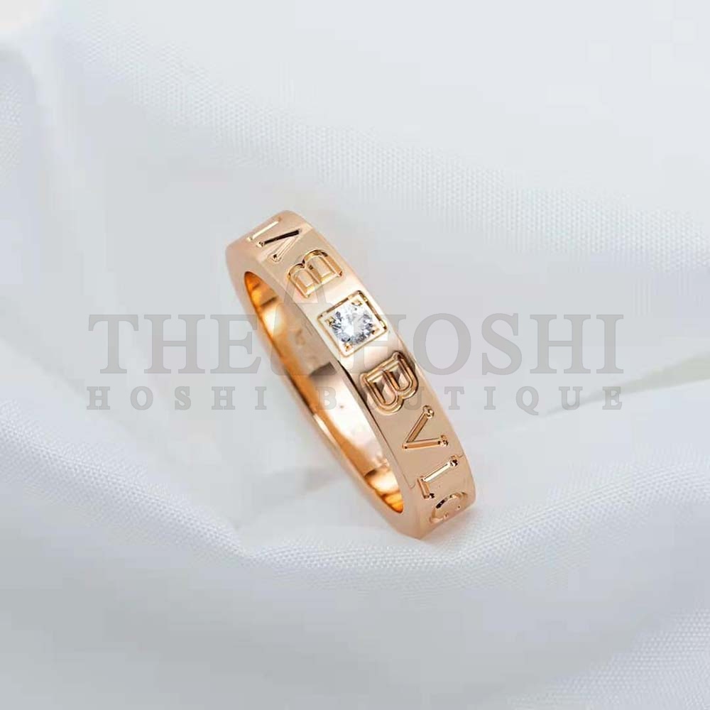 Bv1g*ai Women Bv1g*ai Bv1g*ai Ring 18 KT Rose Gold Ring with D1am0nd Master Quality