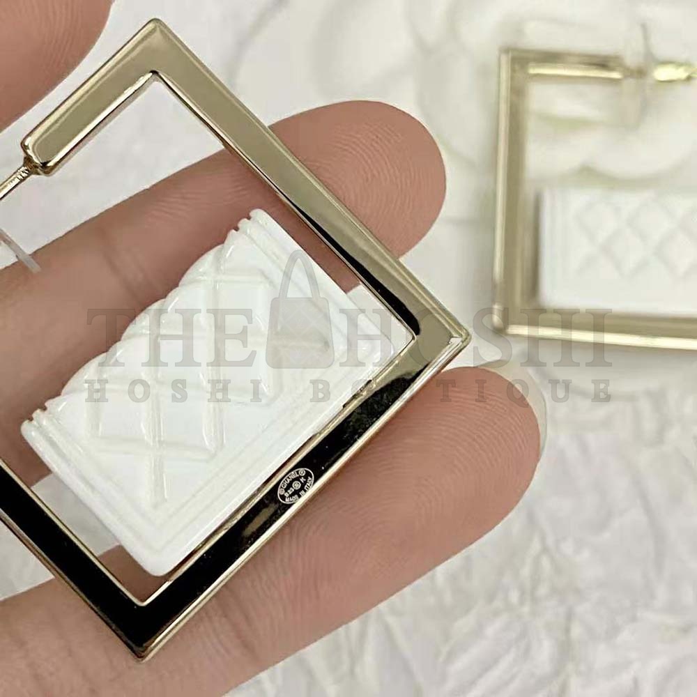 Ch**el Women Hoop Earrings in Metal and Resin-White Master Quality