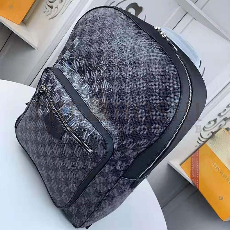 L0vis Vvtt0n LV Men Josh Backpack Bag in Damier Graphite Coated Canvas-Grey Master Quality