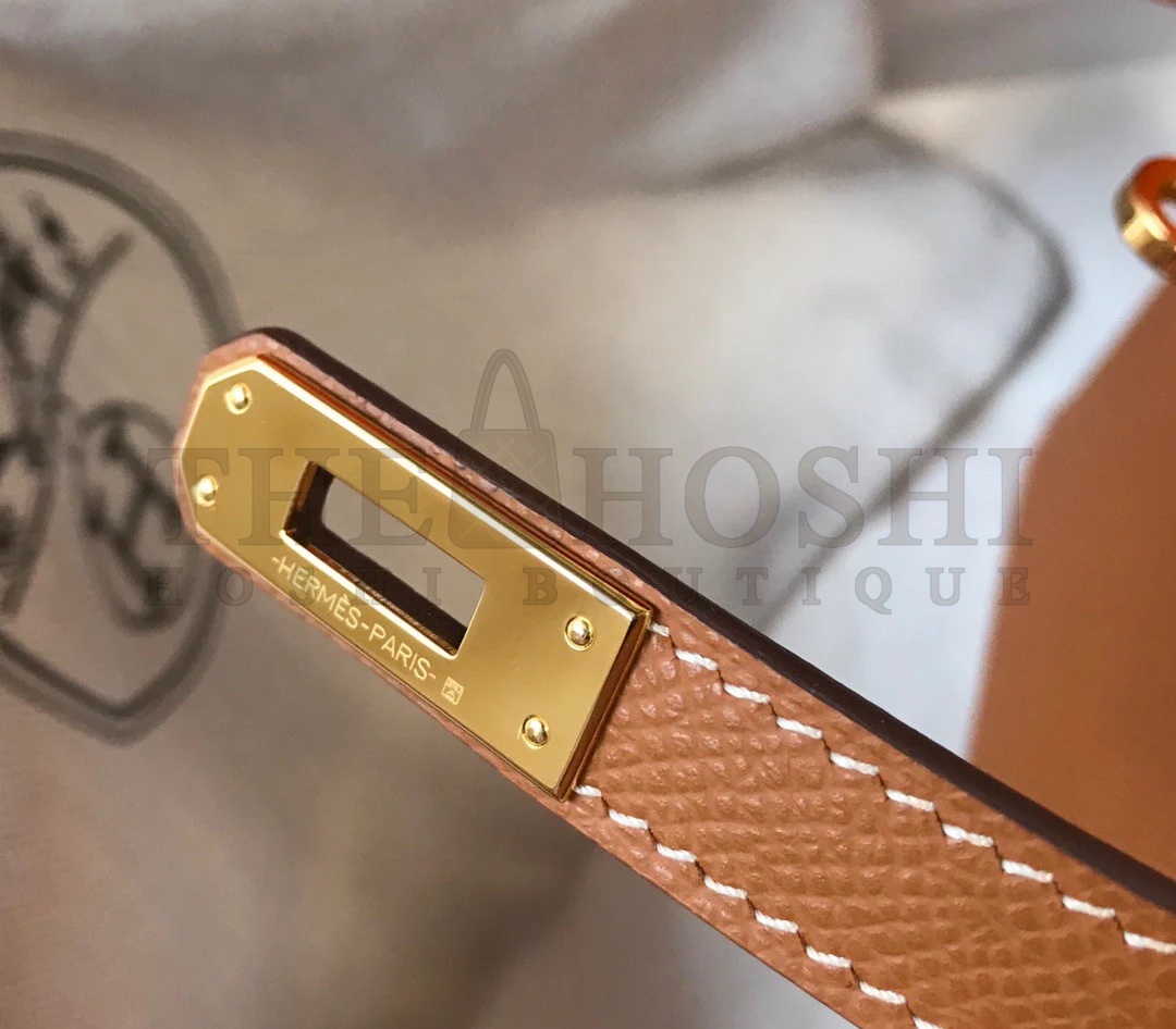 H**me5 Kelly Mini II Sellier Bag In Gold Epsom Leather Master Quality