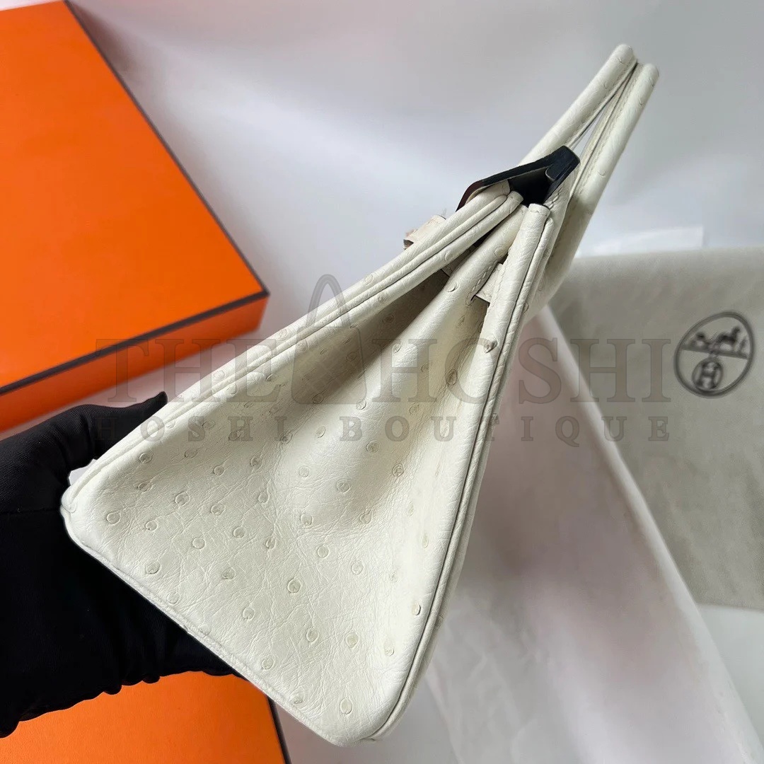 H**me5 Birkin 25 Retourne Handmade Bag In Beton Ostrich Leather Master Quality