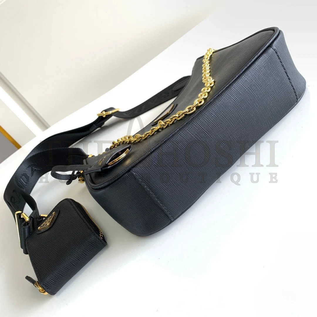 Pra*a Re-Edition 2005 Shoulder Bag In Black Saffiano Leather Master Quality