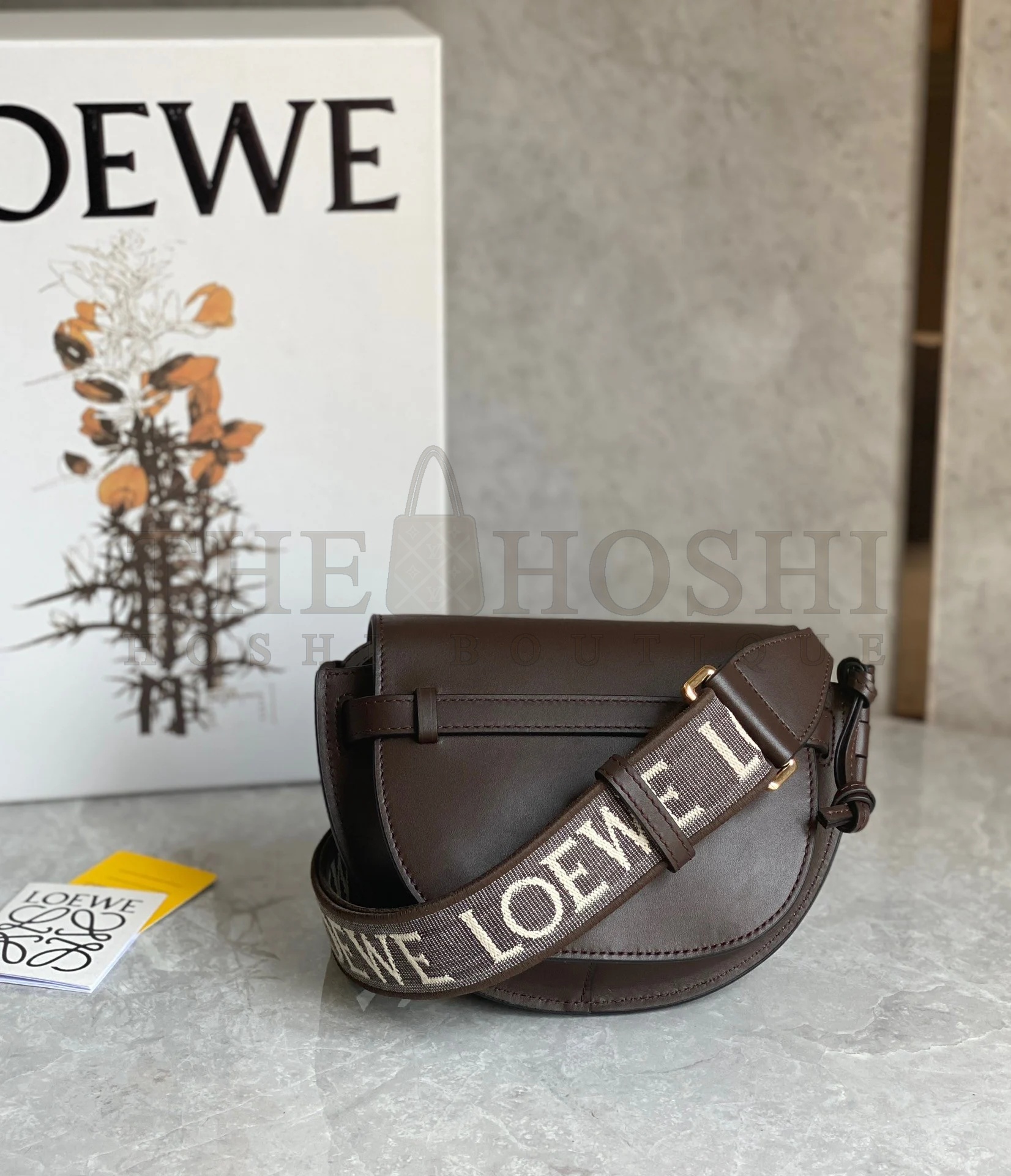 L0ew* Mini Gate Dual Bag In Chocolate Calfskin Master Quality