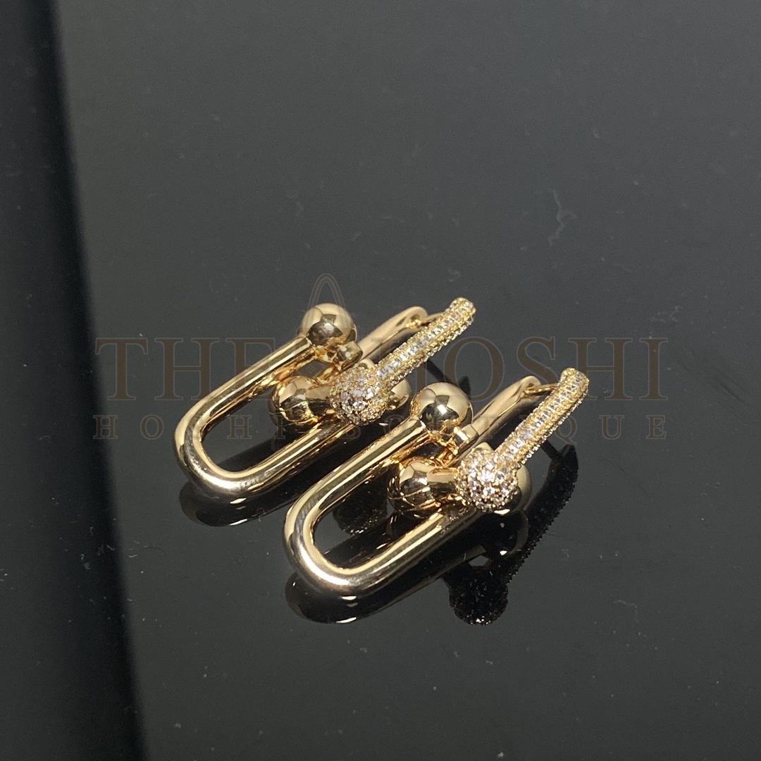 T*f*ny Earrings New Half D1am0nd Double U Ear Dangle Master Quality