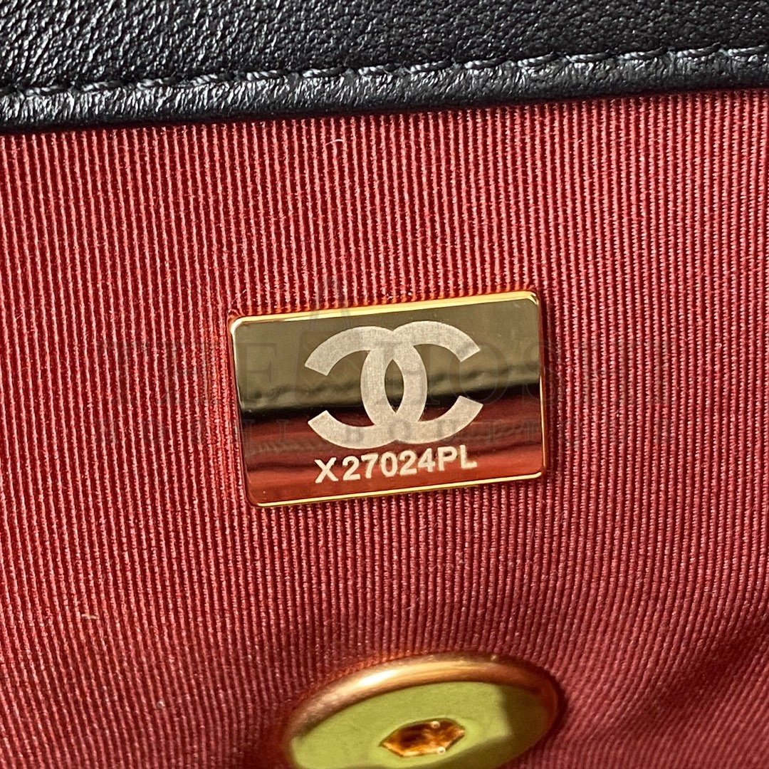 Ch**el Women 19 Flap Bag Lambskin Gold Silver-Tone Ruthenium-Finish Metal Black Master Quality