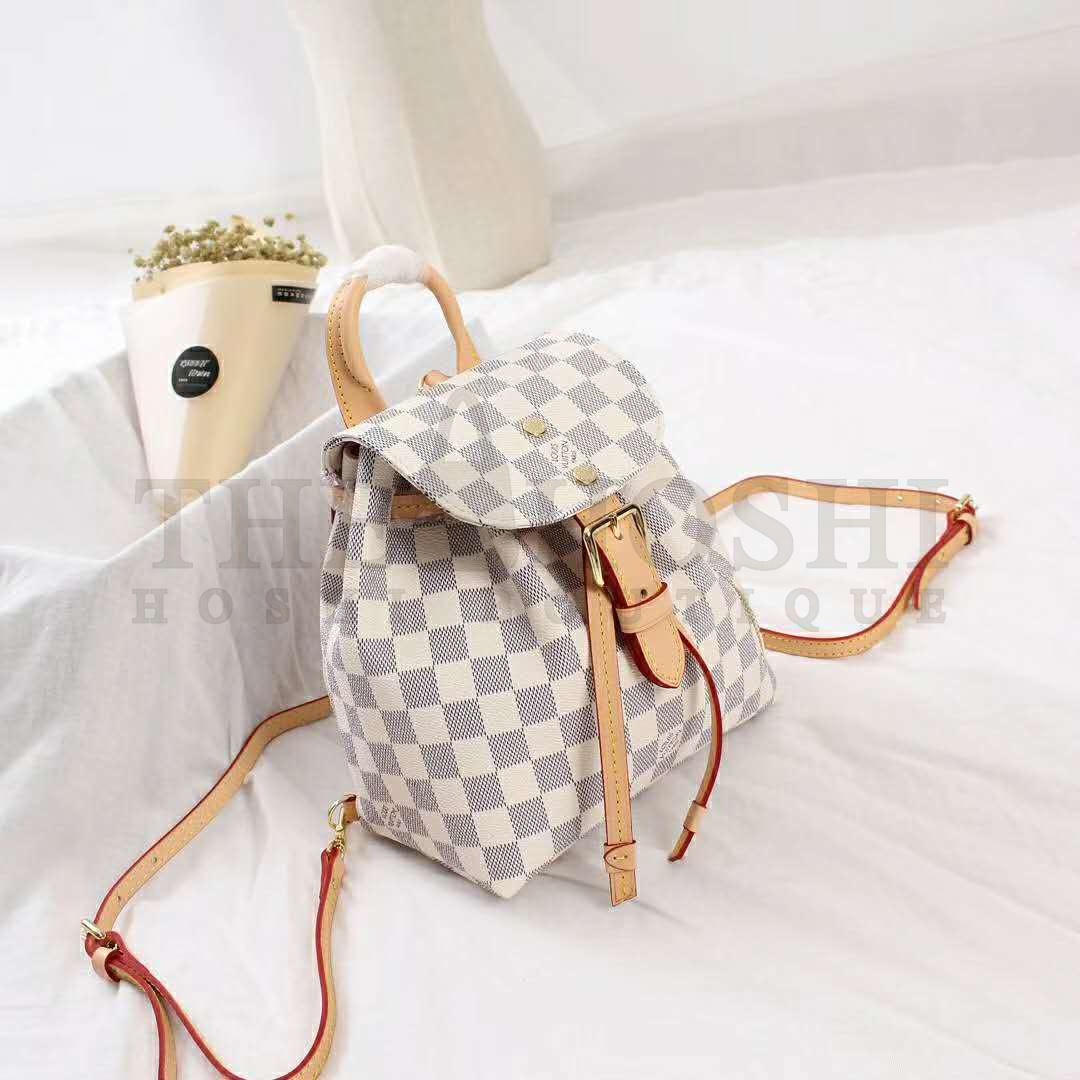 L0vis Vvtt0n LV Women Sperone BB Backpack in Damier Azur Canvas-Beige Master Quality