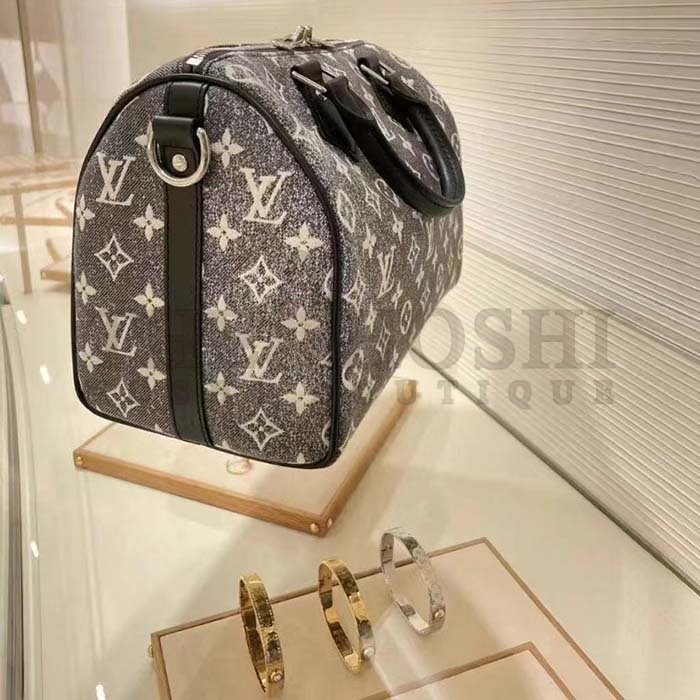 L0vis Vvtt0n LV Women Speedy Bandoulière 25 Handbag Gray Denim Textile Jacquard Master Quality
