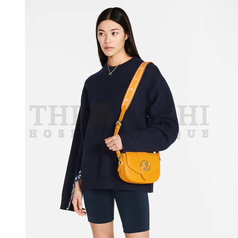 L0vis Vvtt0n LV Women Pont 9 Soft PM Handbag Yellow Grained Calfskin Cowhide Master Quality