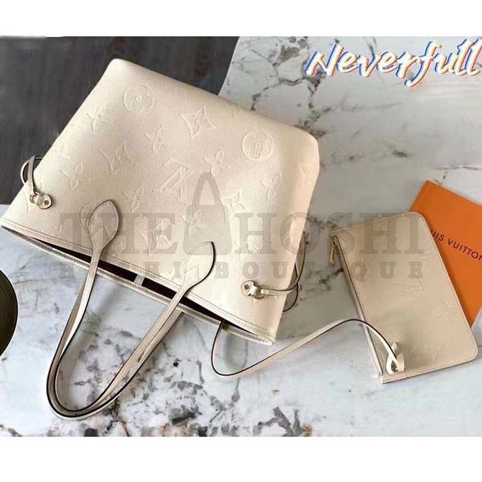 L0vis Vvtt0n Women LV Neverfull MM Carryall Tote Crème Beige Embossed Grained Cowhide M46676 Master Quality