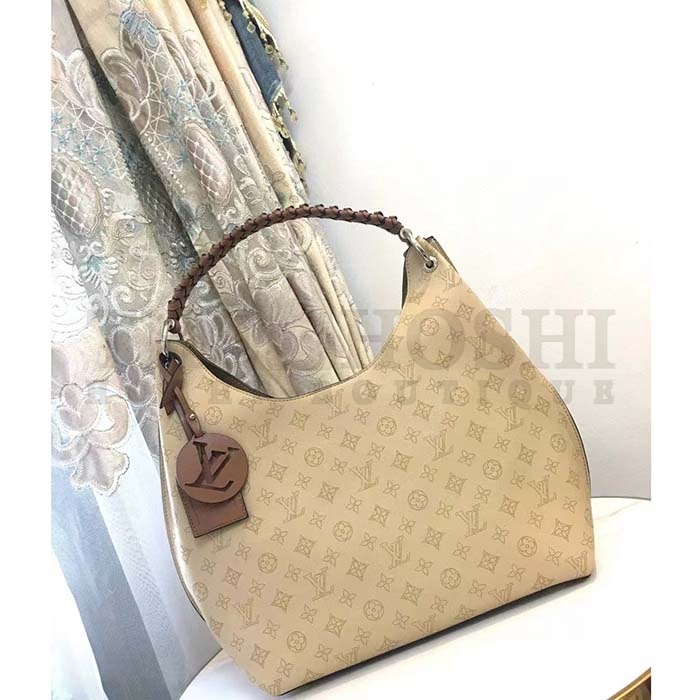 L0vis Vvtt0n LV Women Carmel Hobo Bag Crème Beige Mahina Perforated Calf Leather Master Quality