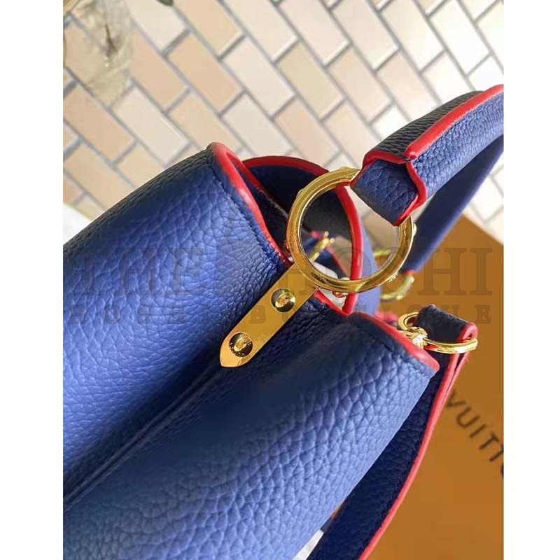 L0vis Vvtt0n LV Women Capucines MM Handbag Navy Blue Red Taurillon Leather Master Quality