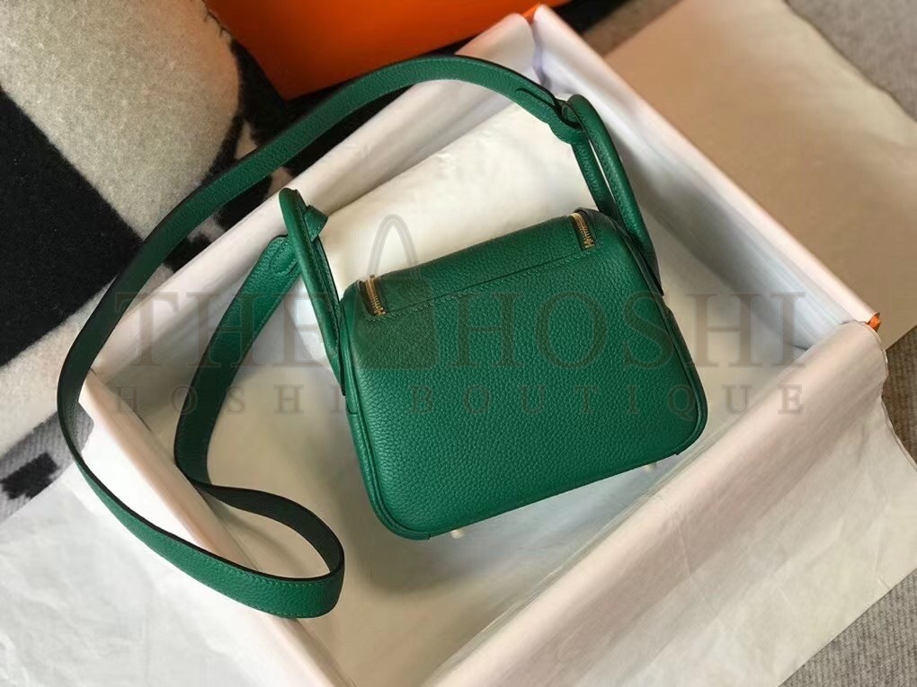 H**me5 Mini Lindy Bag In Green Clemence Leather Master Quality