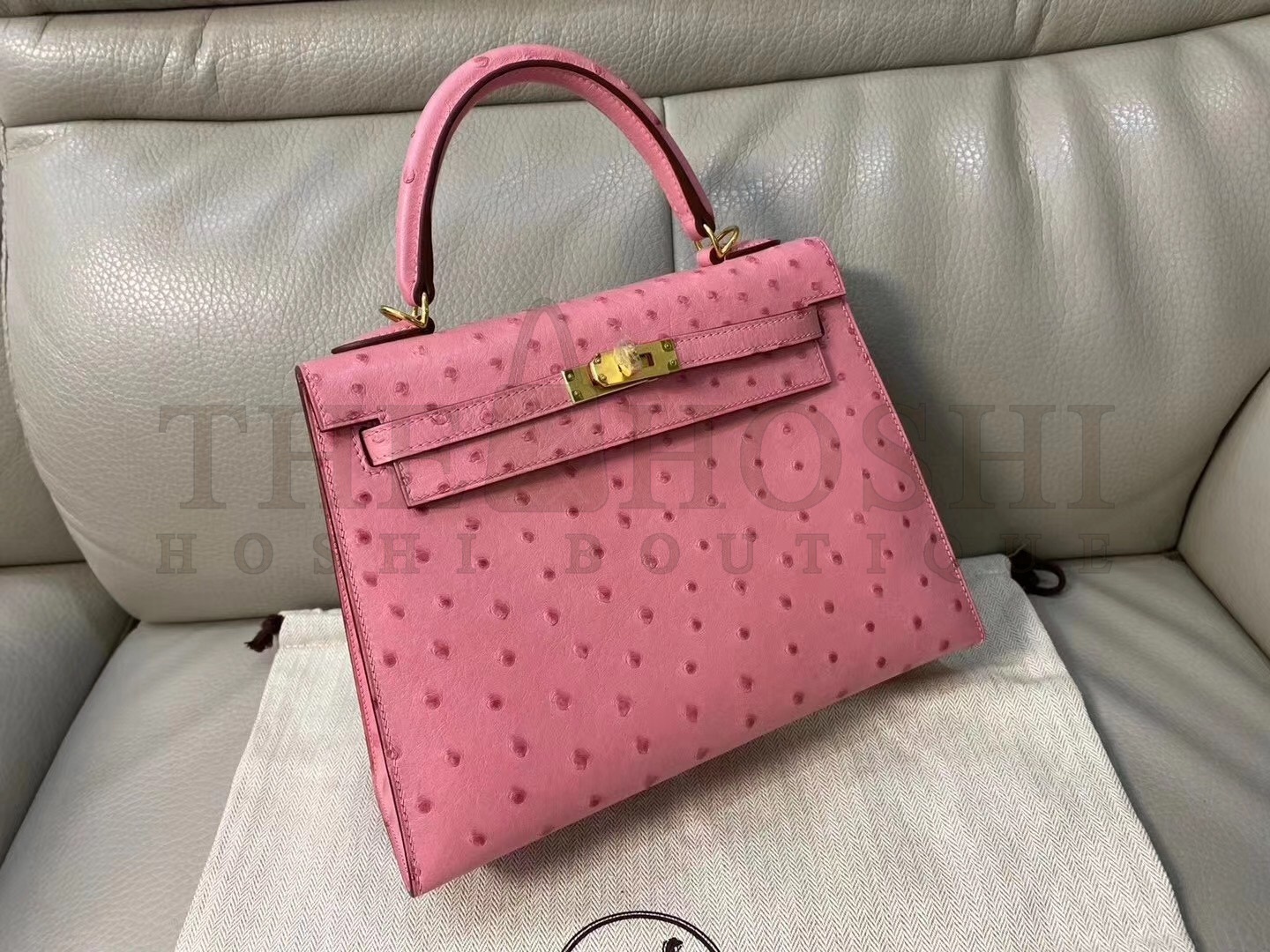 H**me5 Terre Cutie Ostrich Kelly 25cm Handmade Bag Master Quality