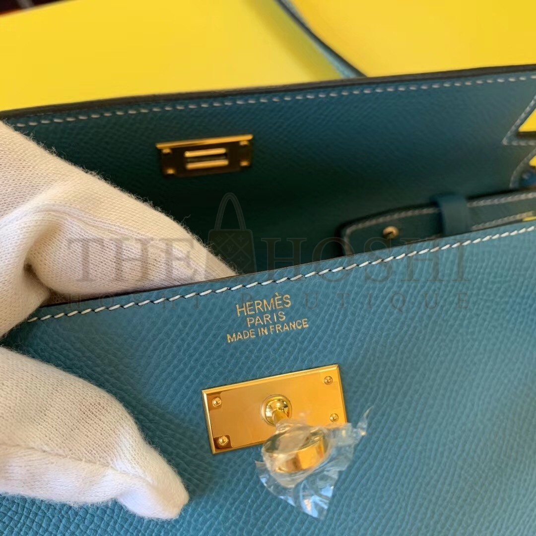 H**me5 Kelly Classique To Go Wallet In Blue Jean Epsom Calfskin Master Quality