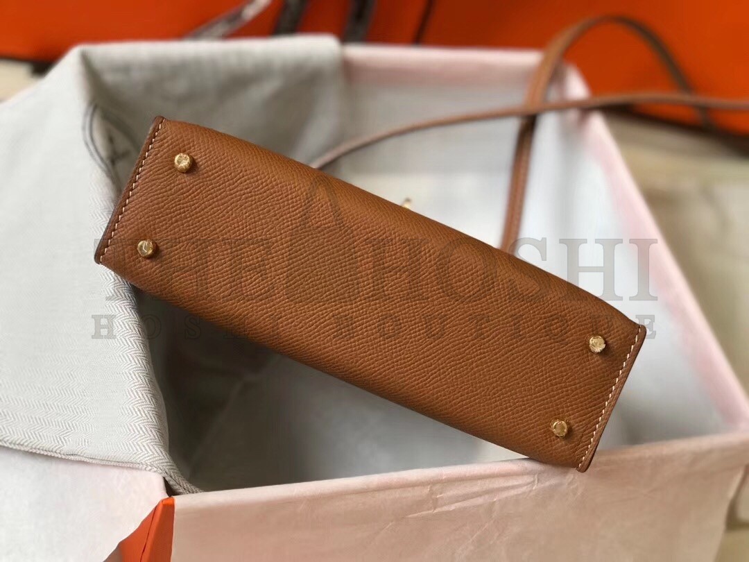 H**me5 Kelly Mini II Bag In Gold Epsom Leather Master Quality