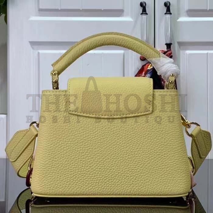 L0vis Vvtt0n LV Women Capucines Mini Handbag Yellow Taurillon Cowhide Leather Master Quality