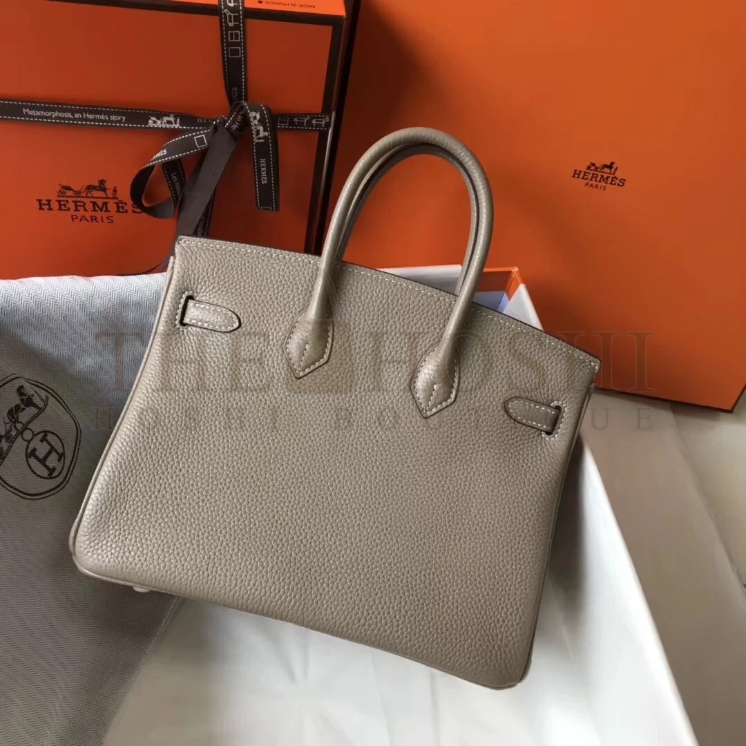 H**me5 Birkin 25 Bag In Tourterelle Clemence Leather with GHW Master Quality