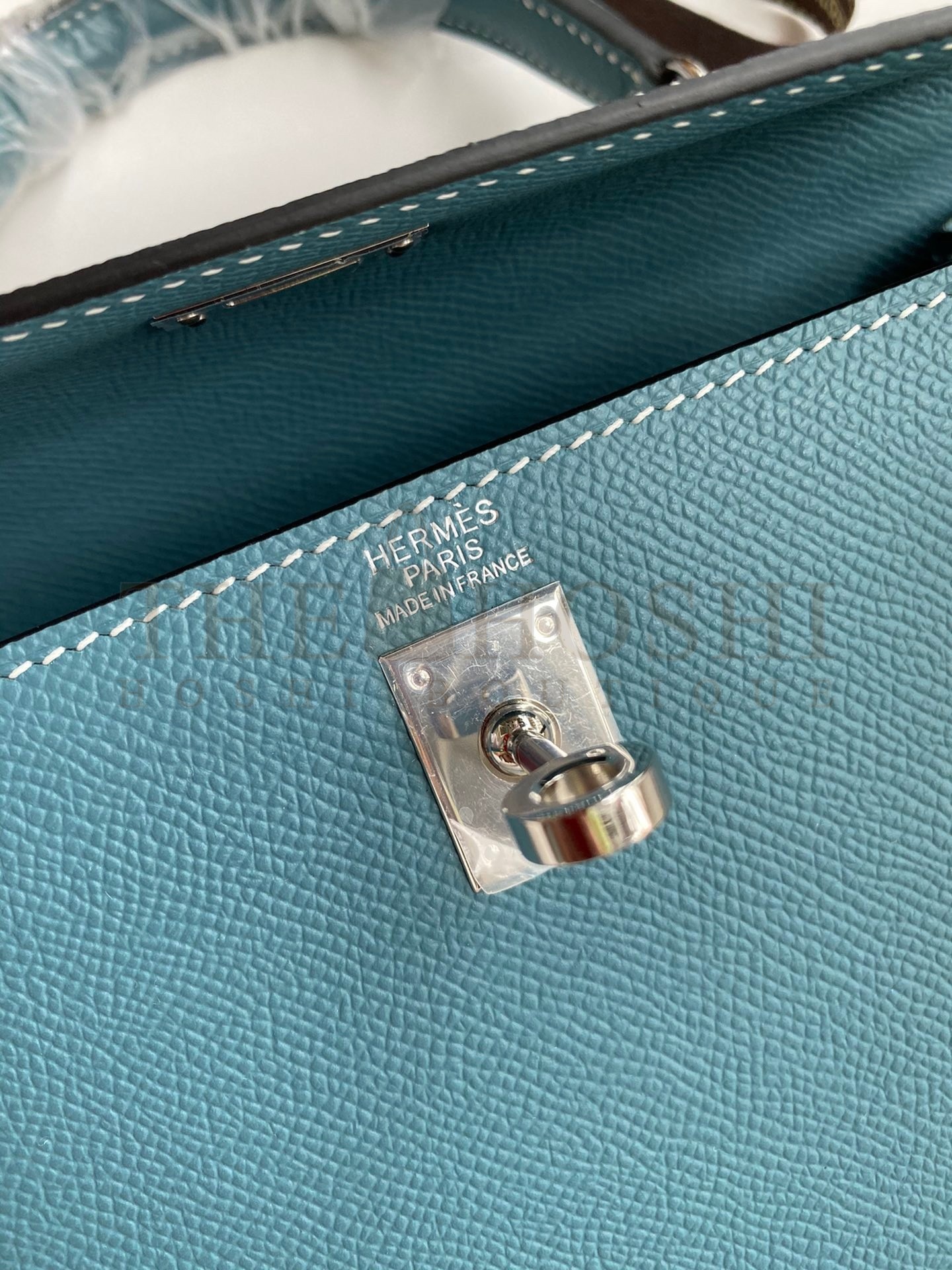 H**me5 Epsom Kelly 25cm Sellier Handmade Blue Jean Bag Master Quality