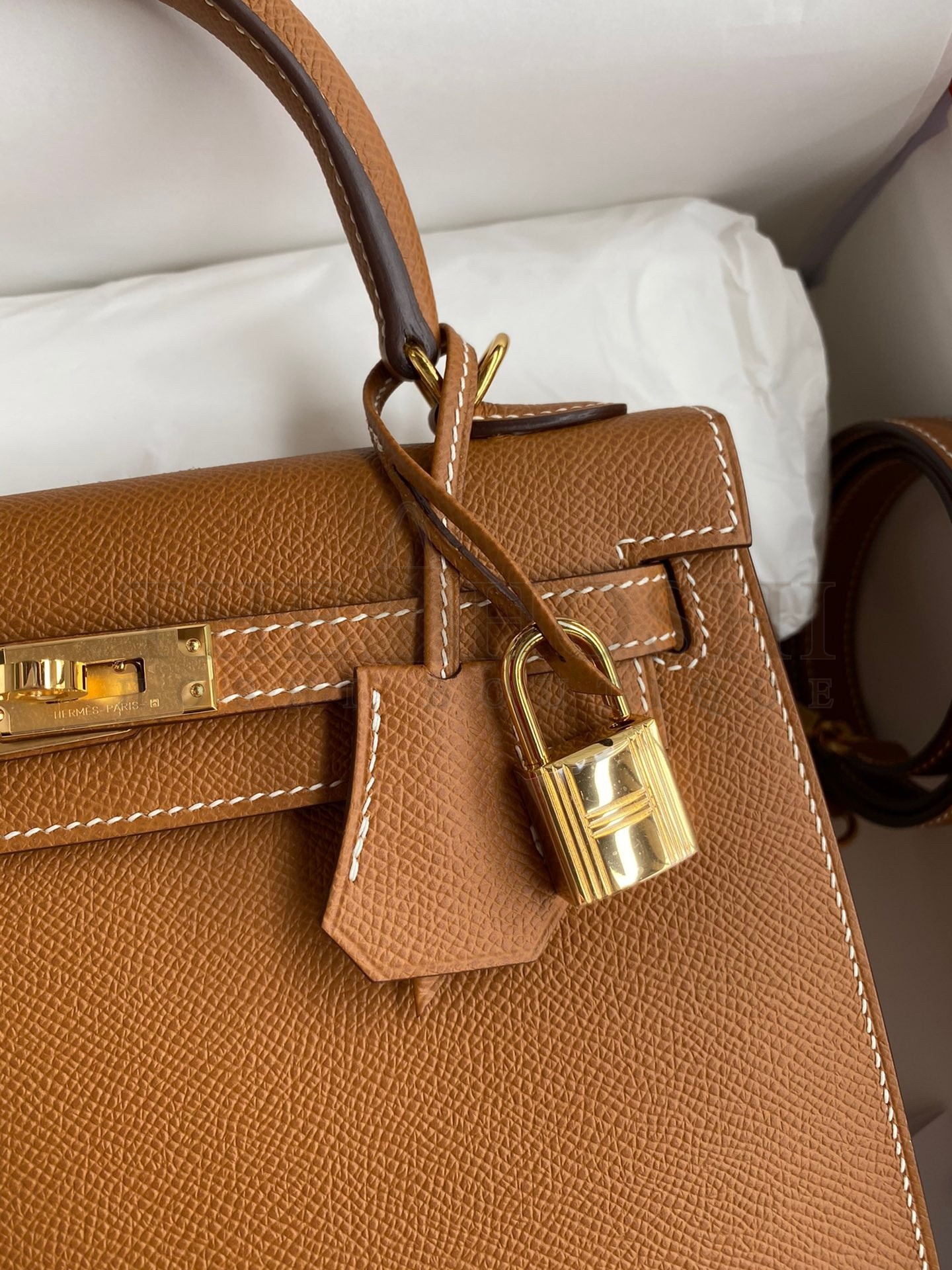 H**me5 Epsom Kelly 25cm Sellier Handmade Gold Bag Master Quality