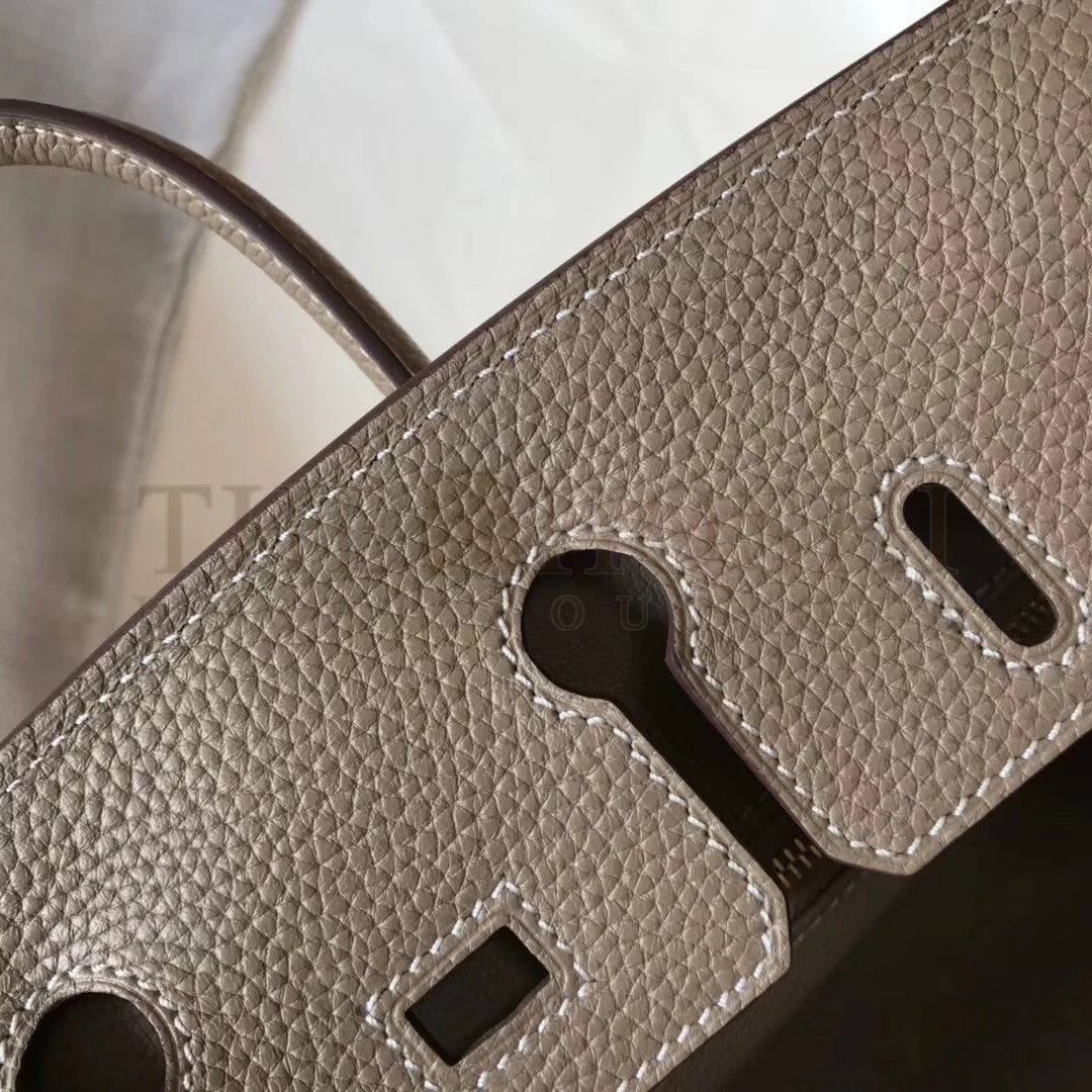 H**me5 Birkin 25 Bag In Tourterelle Clemence Leather with GHW Master Quality