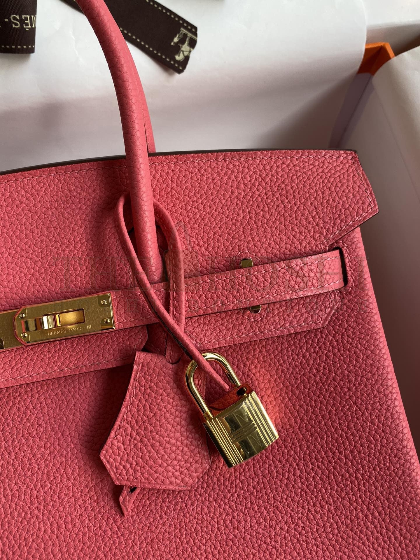 H**me5 Birkin 25 Retourne Handmade Bag In Rose Lipstick Clemence Leather Master Quality