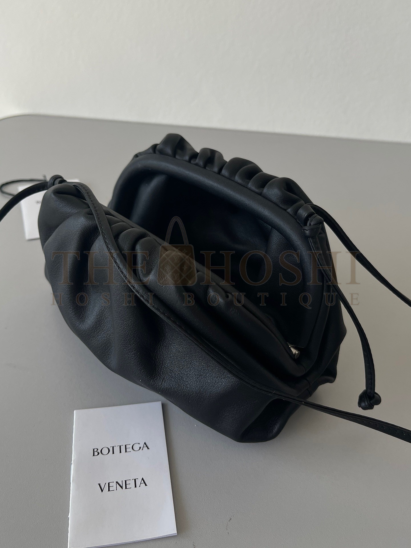B0tt*ga Ven*ta Mini Pouch with Strap in Black Calfskin Master Quality