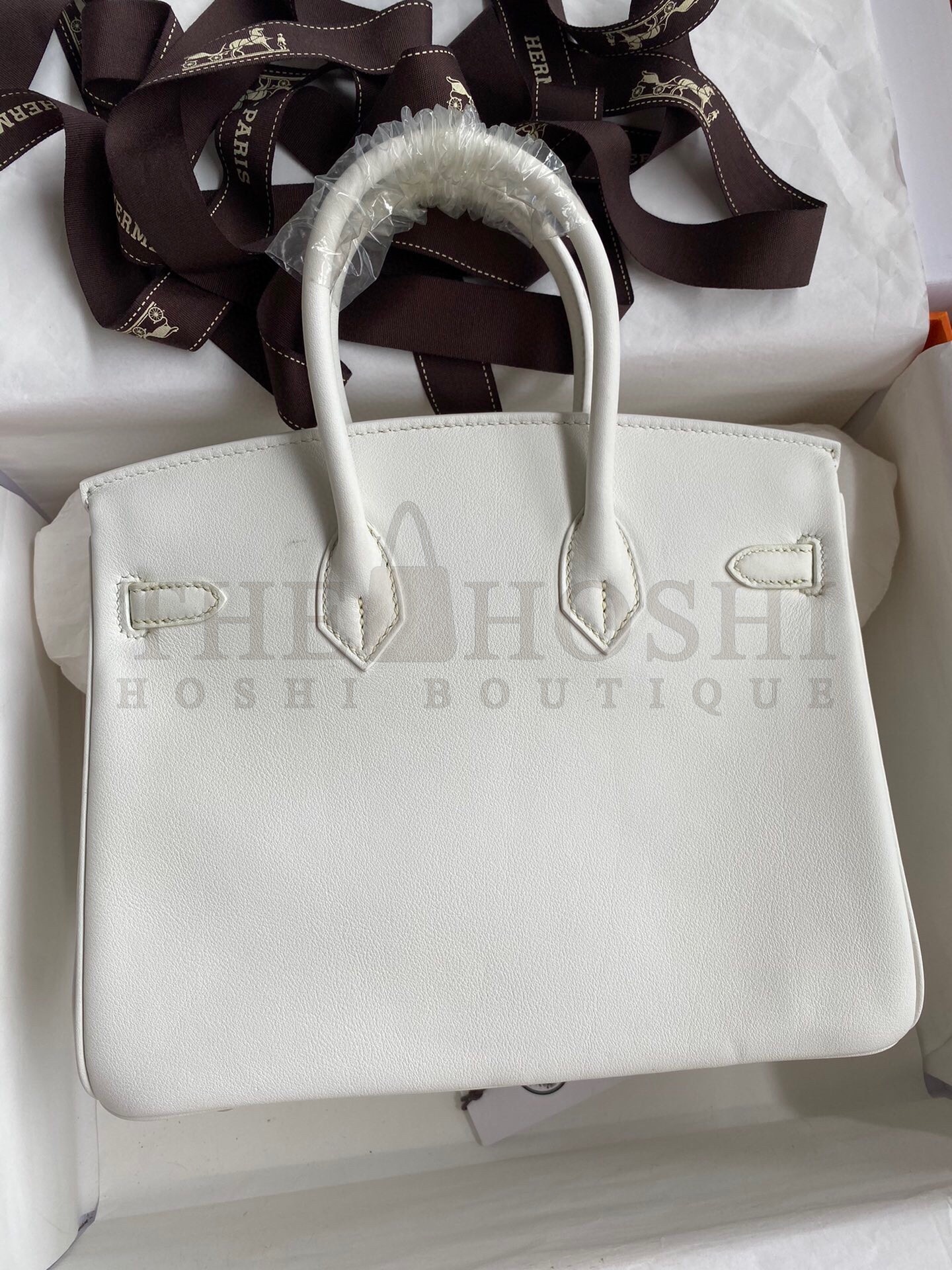H**me5 Birkin 25 Retourne Handmade Bag In White Swift Calfskin Master Quality