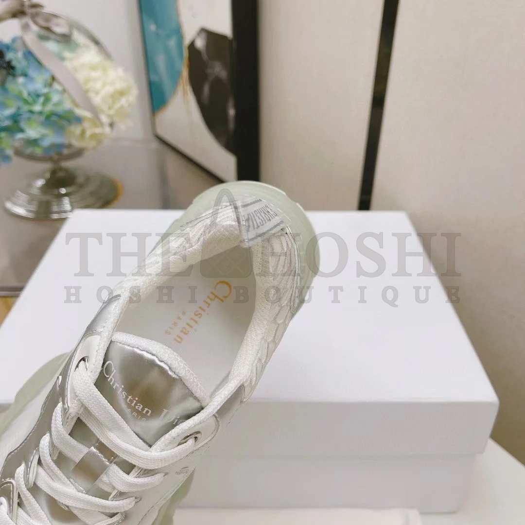 D10r Vibe Sneakers In White Mesh and Silver Leather Master Quality