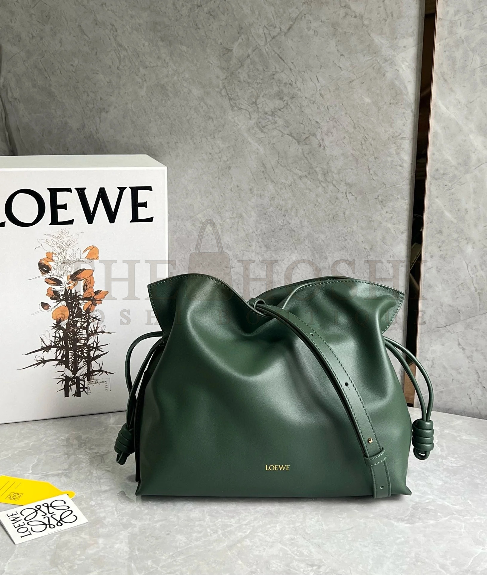 L0ew* Flamenco Clutch Bag in Bottle Green Nappa Calfskin Master Quality