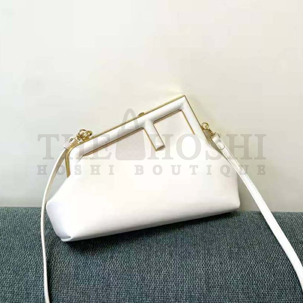 F**di Women First Small White Leather Bag Master Quality