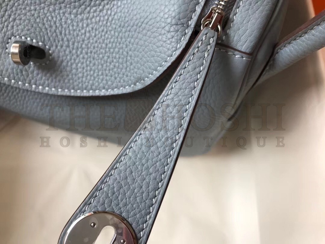 H**me5 Lindy 30cm Bag In Blue Lin Clemence Leather Master Quality