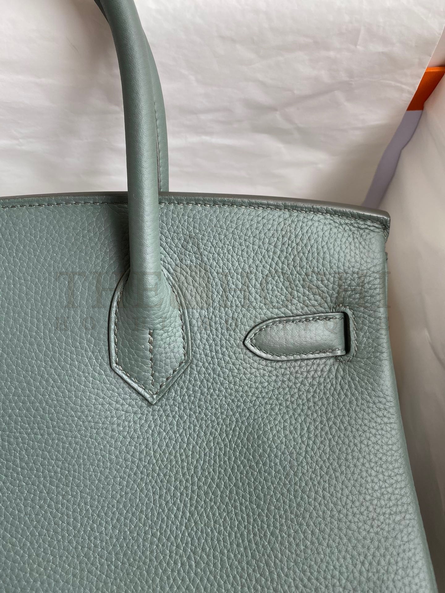 H**me5 Birkin 30 Retourne Handmade Bag In Vert Amande Clemence Leather Master Quality