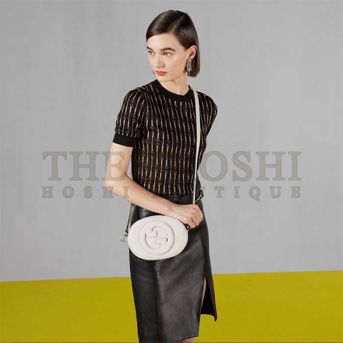 Gvc*1 Women GG Blondie Mini Shoulder Bag White Leather Round Interlocking G Patch Master Quality