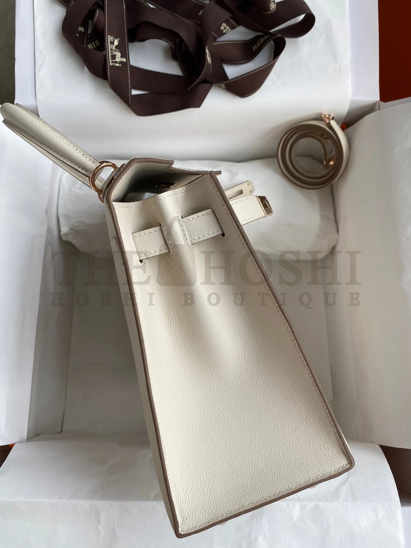 H**me5 Kelly Sellier 28 Handmade Bag In Craie Evercolor Calfskin Master Quality