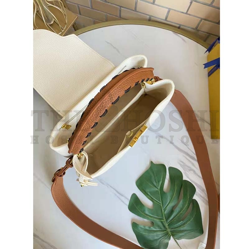 L0vis Vvtt0n LV Women Capucines MM Handbag Cream Taurillon Leather Master Quality