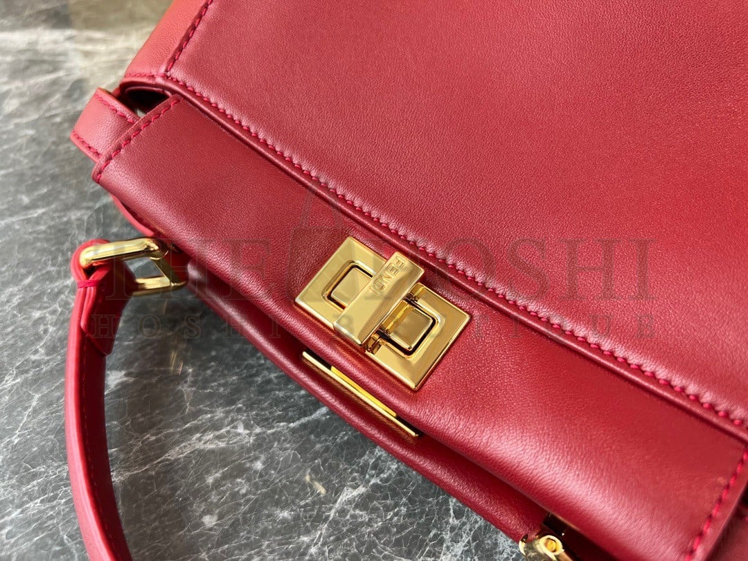 F**di Peekaboo Mini Bag In Red Nappa Leather Master Quality