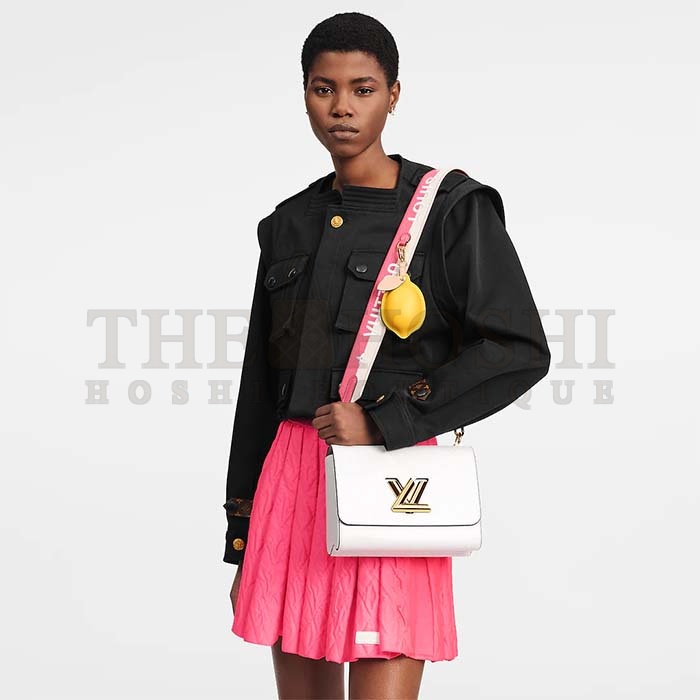 L0vis Vvtt0n LV Women Twist MM Lemon Handbag White Epi Grained Cowhide Master Quality