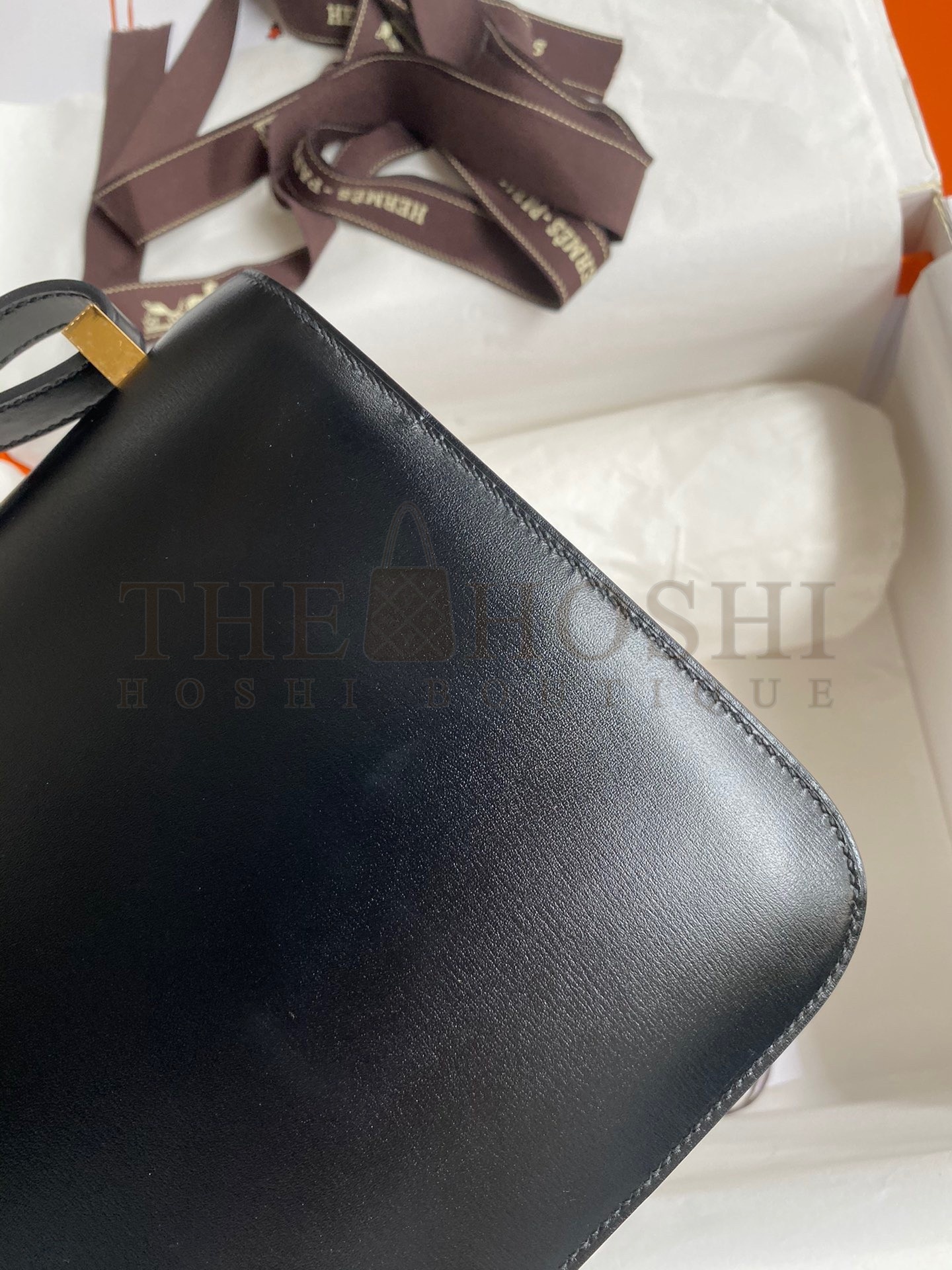 H**me5 Constance  Handmade Bag In Black Box Calfskin Master Quality